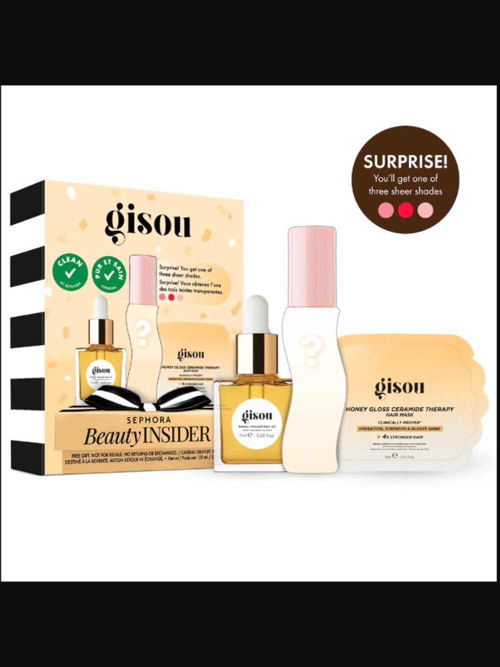 🙌 2/$55 NIB Gisou x Sephora Beauty Insider The Honey Hive Hair Lip Blind Box